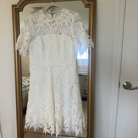 Shoshanna Midnight Sora Optic Leaf Lace Dress - Picture 5 of 9